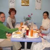 Russian Lelihana Olesya Zykina, Olympic silver medalist and indoor world champion in Track and field (second from left) visited our restaurant with friends on one of her visits to the US.